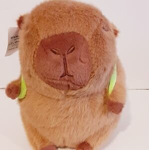 Capybara 10-inch Plush Wearing A Green Turtle Backpack